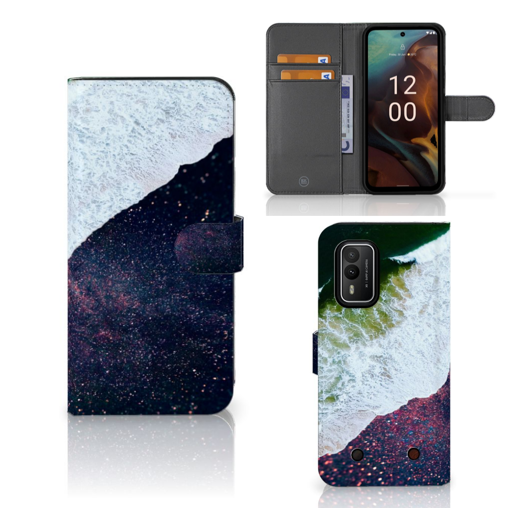 Nokia XR21 Book Case Sea in Space boekhoes design zee ruimte aanzicht