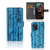 Nokia XR21 Book Style Case Wood Blue boekhoesje design blauw afgebladderd hout aanzicht