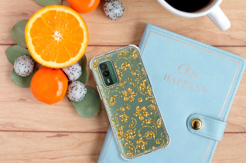 Nokia XR21 Case Gouden Bloemen B2C Telecom