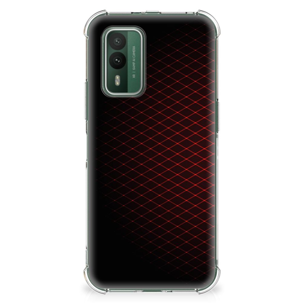 Nokia XR21 Doorzichtige Silicone Hoesje Geruit Rood B2C Telecom