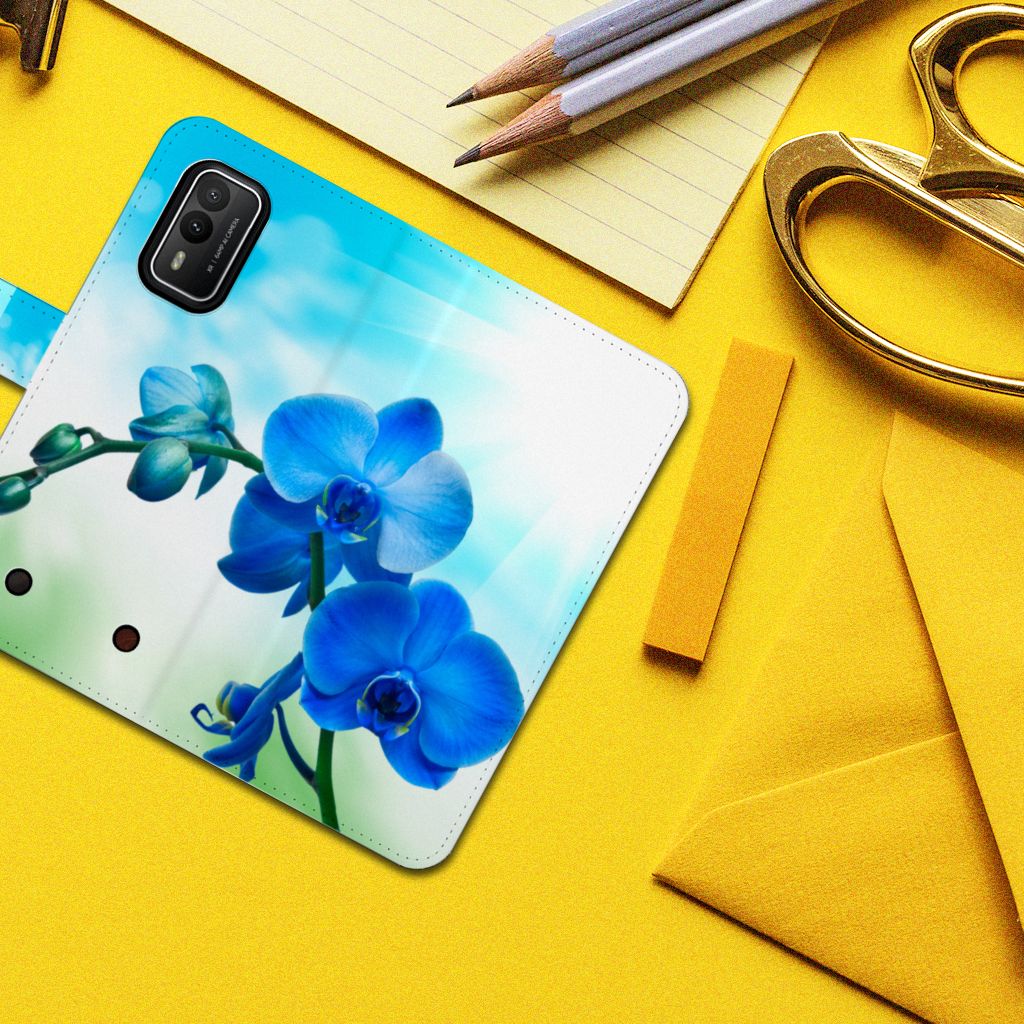 Nokia XR21 Hoesje Orchidee Blauw Hoesje Orchidee Blauw bovenaanzicht