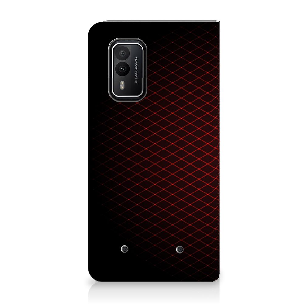 Nokia XR21 Hoesje met Magneet Geruit Rood achterkant ontwerp zwart