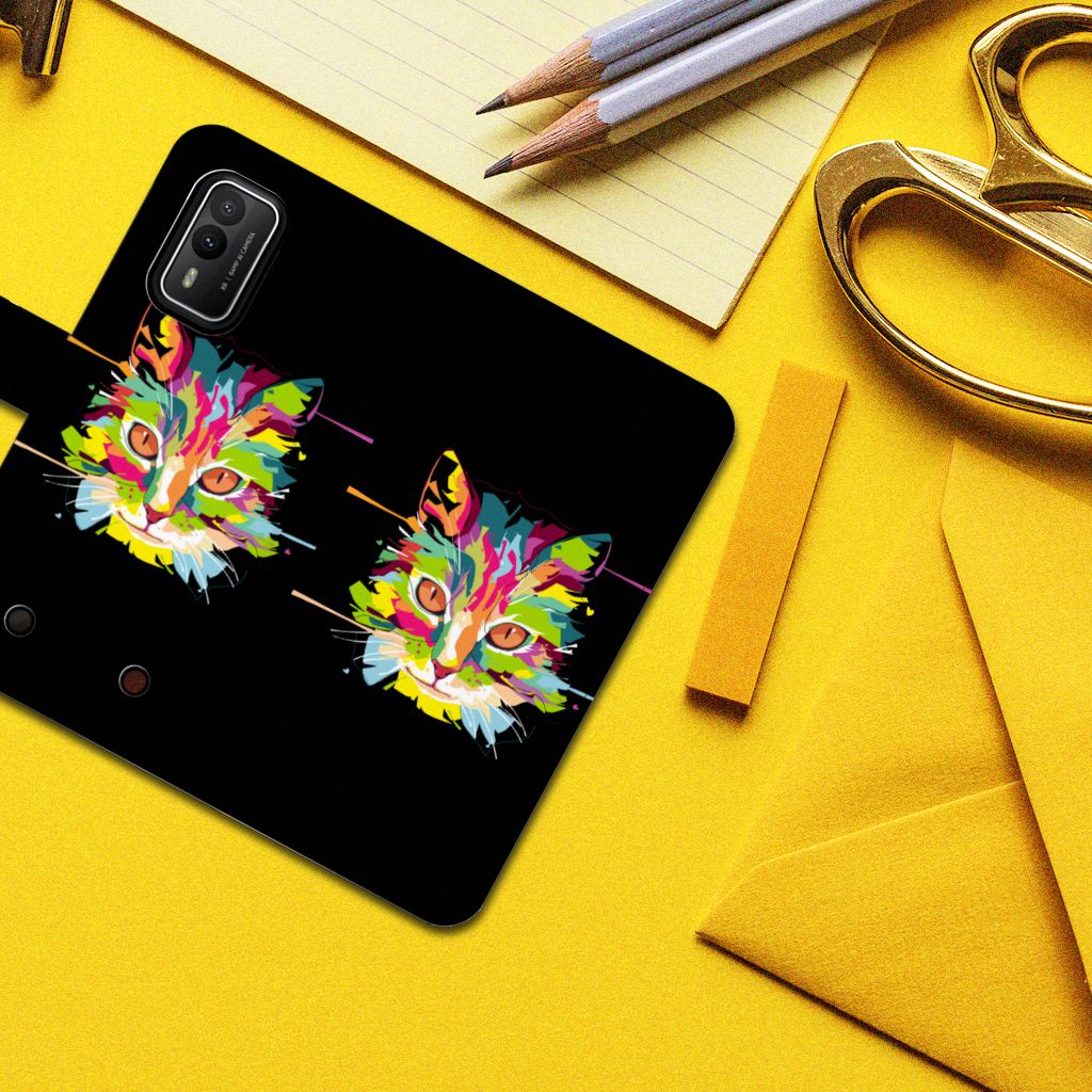 Nokia XR21 Leuk Hoesje Cat Color kattenkleurige afbeelding zwart