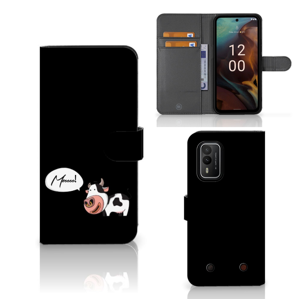 Nokia XR21 Leuk Hoesje Cow telefoonhoesje cow ontwerp voorkant binnenkant