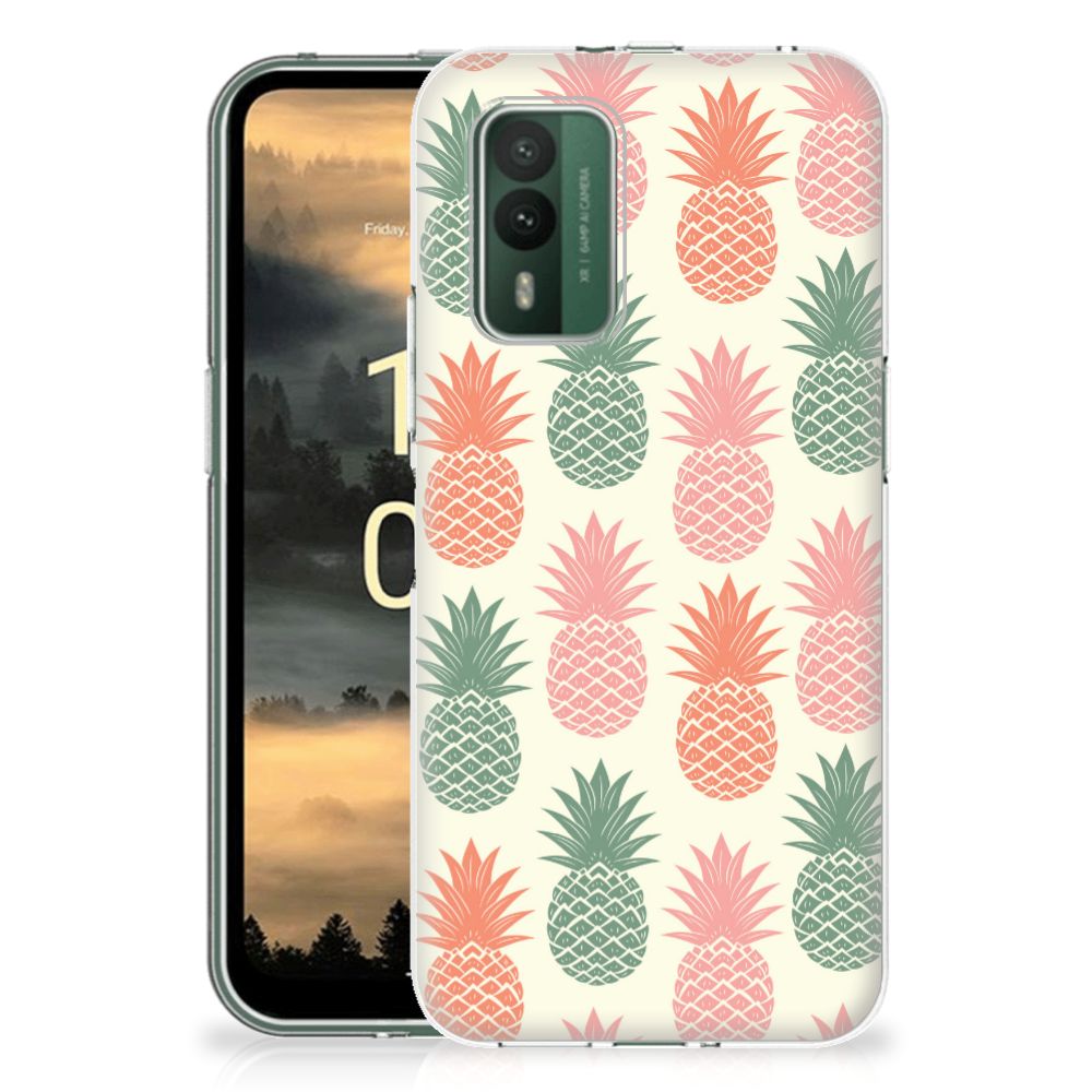Nokia XR21 Siliconen Case Ananas met kleurrijke ananasprint voor eenvoudige bescherming en stijl.