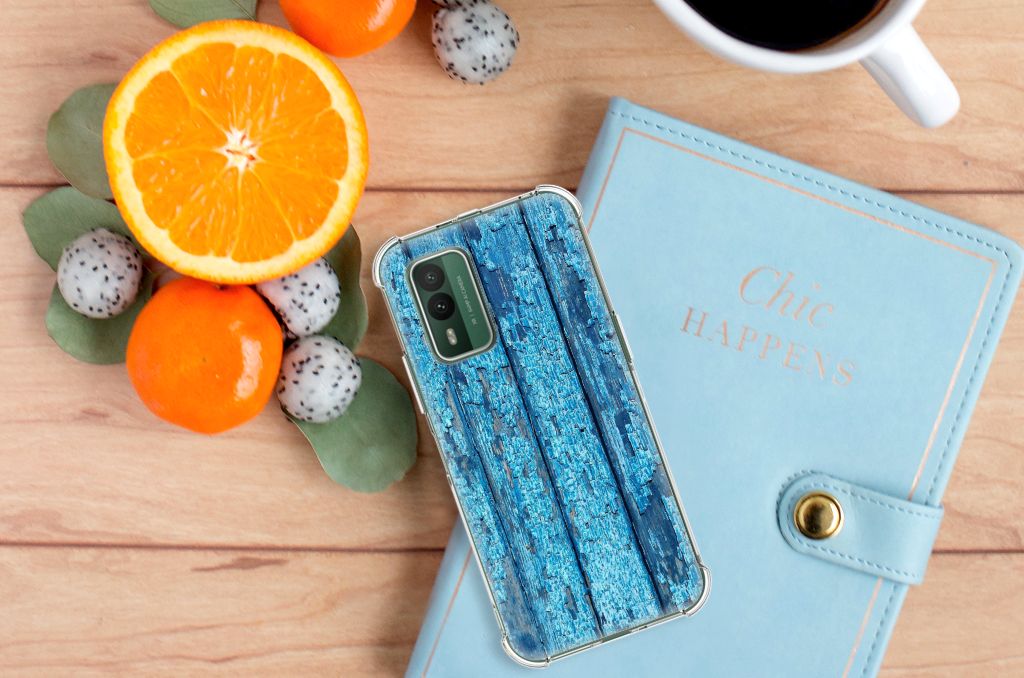 Nokia XR21 Stevig Telefoonhoesje Wood Blue B2C Telecom