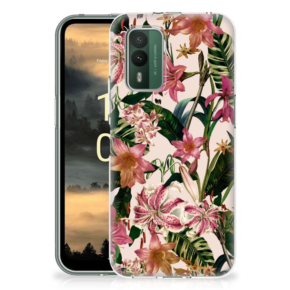 Nokia XR21 TPU Case Flowers bloemen design achterkant
