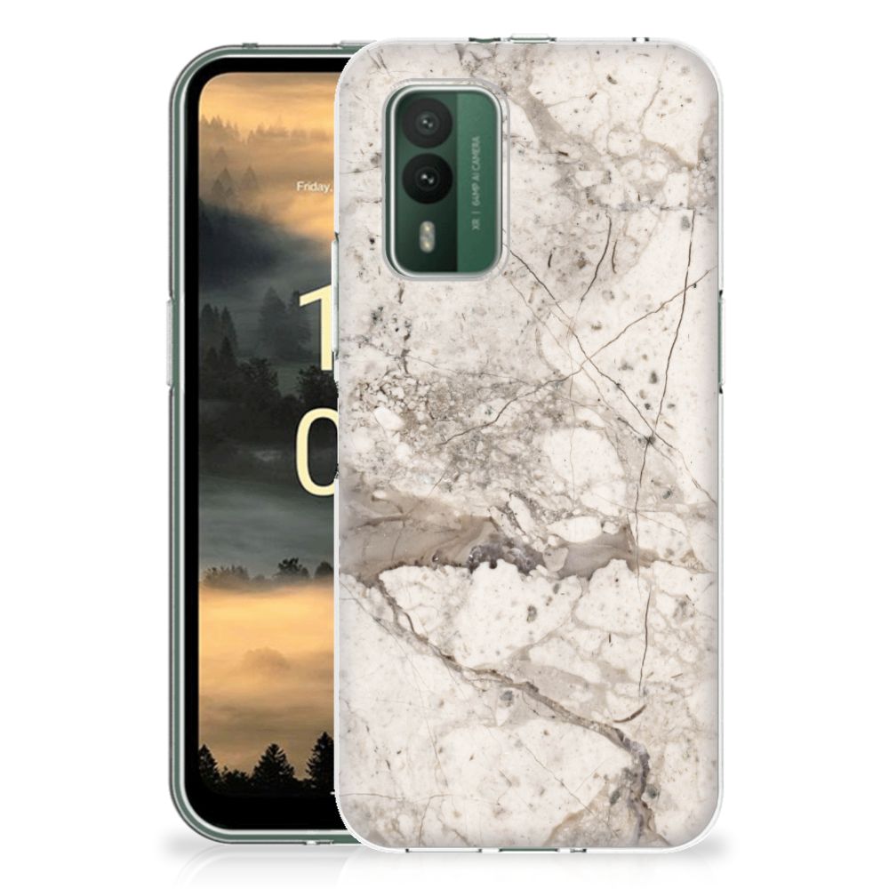 Nokia XR21 TPU Siliconen Hoesje Marmer Beige achterzijde