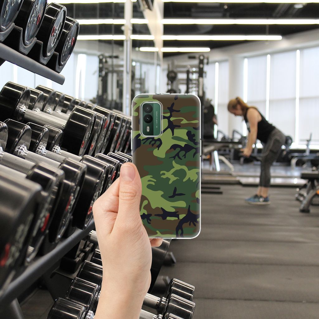 Nokia XR21 TPU bumper Army Dark camouflage ontwerp hand met gewichten