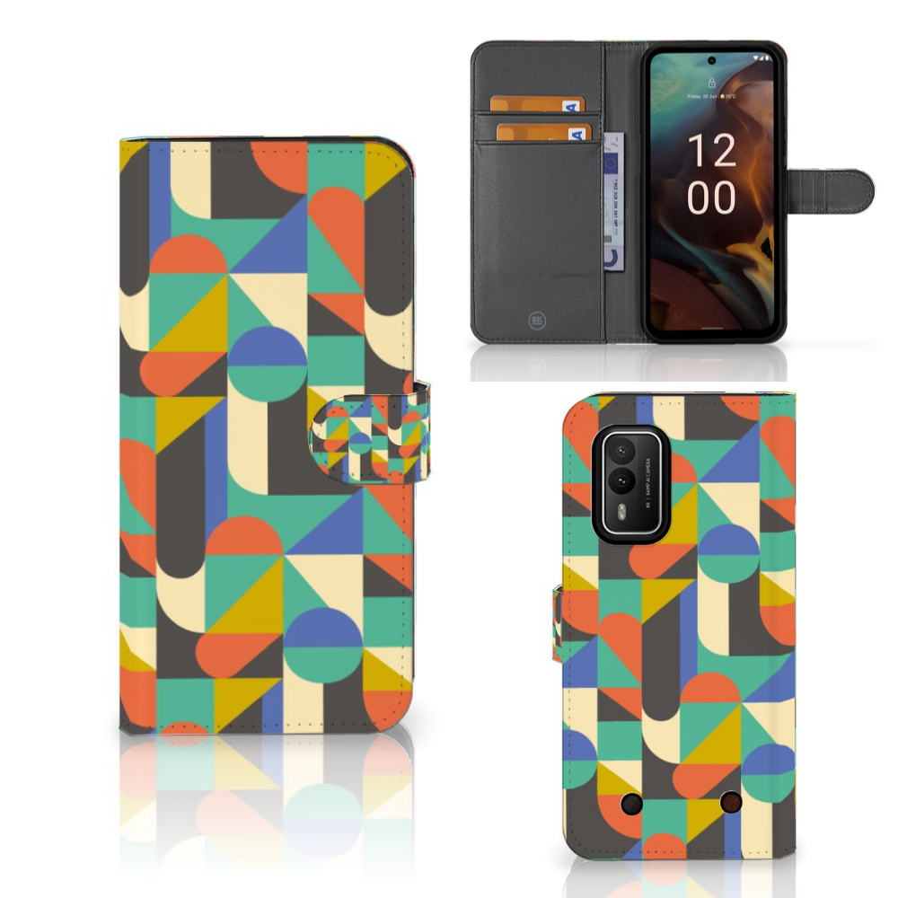 Nokia XR21 Telefoon Hoesje Funky Retro telefoonhoesje retro design vooraanzicht zijaanzicht