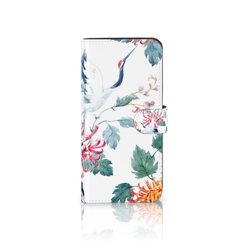 Nokia XR21 Telefoonhoesje met Pasjes Bird Flowers design bloemen zijkant