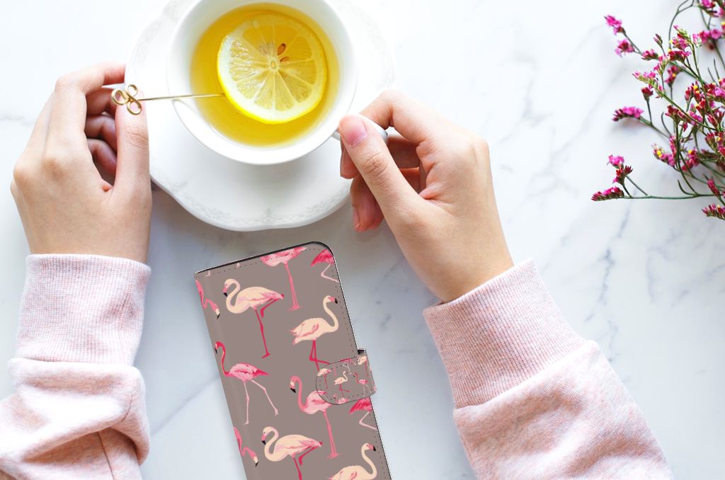 Nokia XR21 Telefoonhoesje met Pasjes Flamingo hoesje flamingo design hands