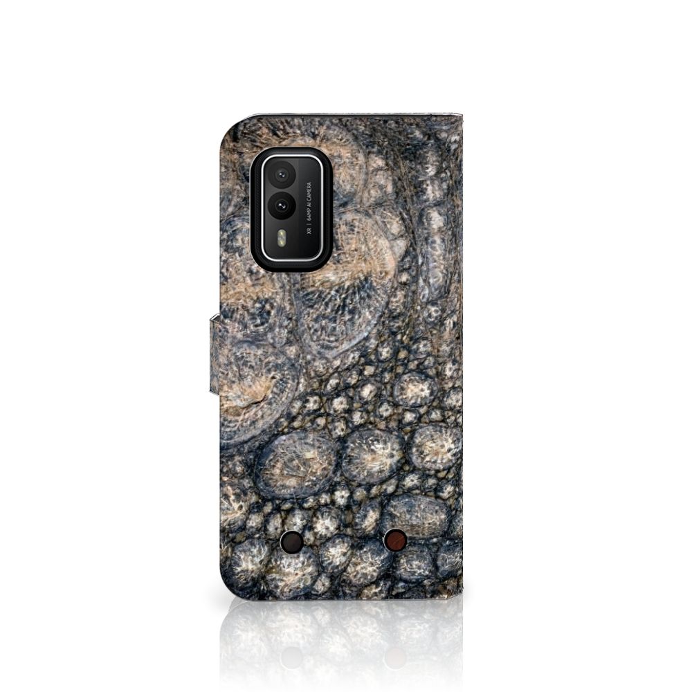 Nokia XR21 Telefoonhoesje met Pasjes Krokodillenprint telefoonhoesje krokodillenprint voorkant