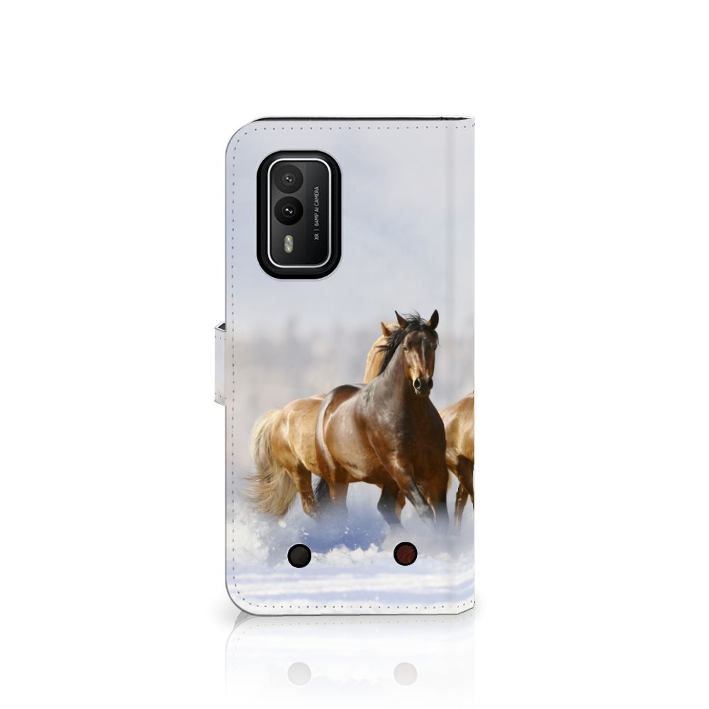 Nokia XR21 Telefoonhoesje met Pasjes Paarden hoesje paarden design voorkant
