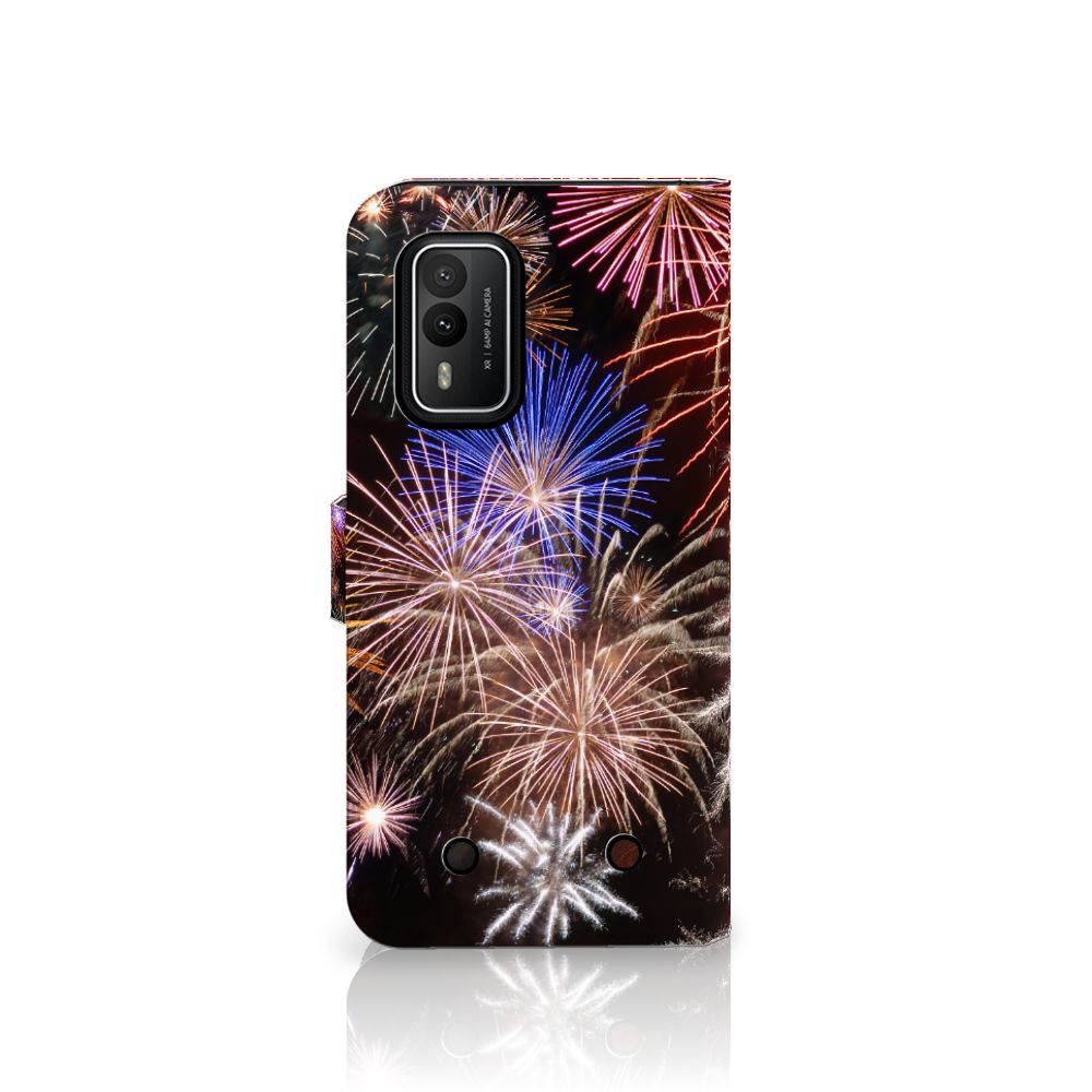 Nokia XR21 Wallet Case met Pasjes Vuurwerk siervuurwerk print achterzijde