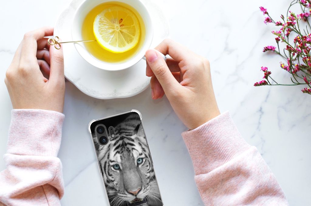 Nothing Phone (2) Case Anti-shock Tijger handen kopje thee