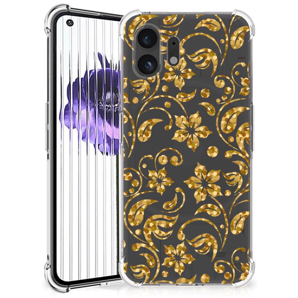Nothing Phone (2) Case Gouden Bloemen B2C Telecom