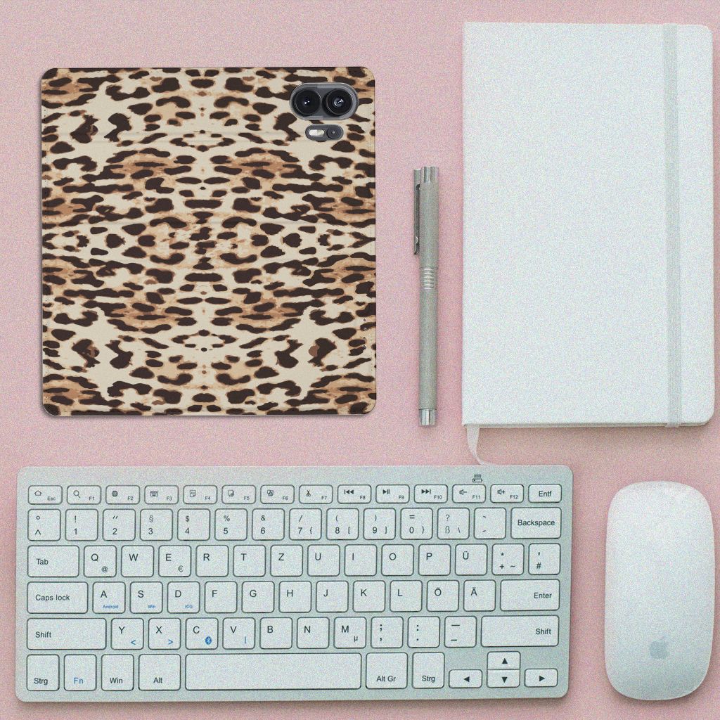 Nothing Phone (2) Hoesje maken Leopard hoesje leopardprint bovenaanzicht