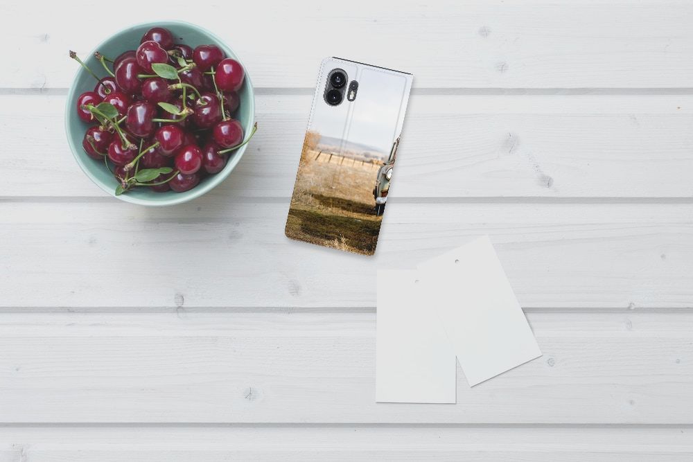 Nothing Phone (2) Stand Case Vintage Auto telefoon vintage auto design bovenaanzicht