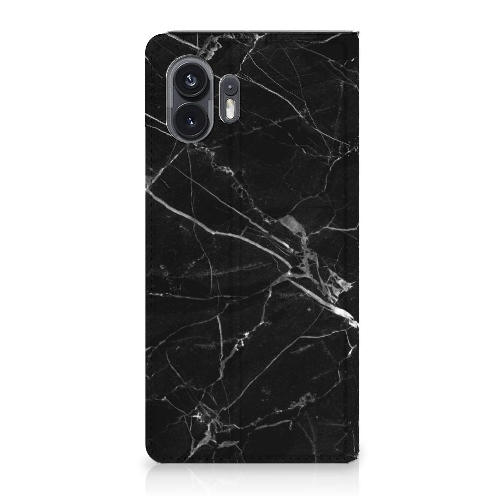Nothing Phone (2) Standcase Marmer Zwart design hoesje zwart marmer