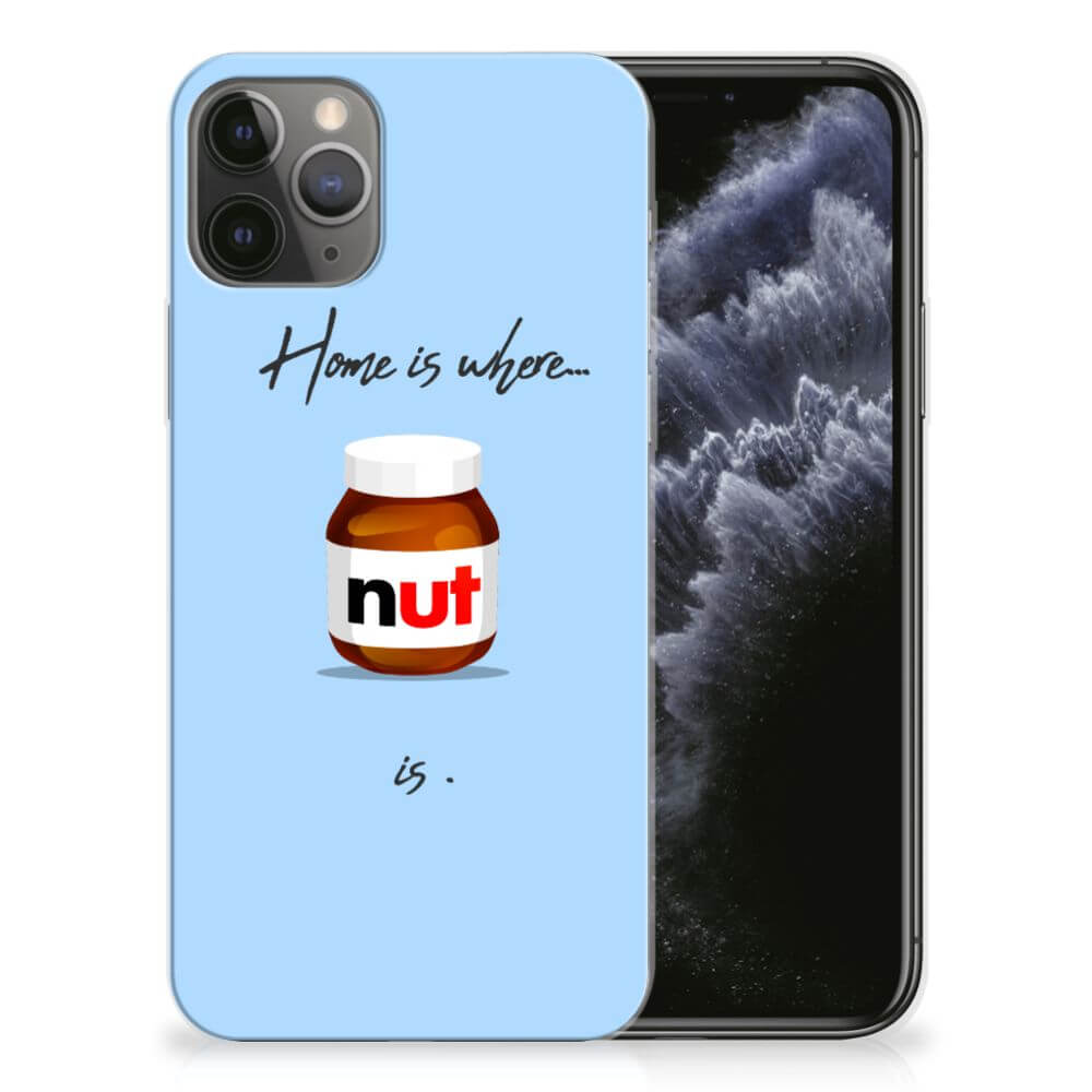 Nut Home Hoesje voor iPhone 11 Pro Book Case chocoladepasta illustratie blauw