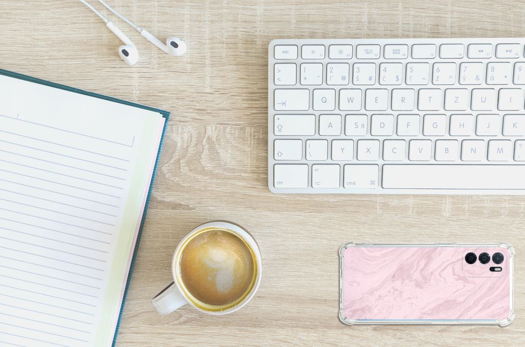 OPPO A16 | A16s | A54s Anti-Shock Hoesje Marble Pink - Origineel Cadeau Vriendin B2C Telecom
