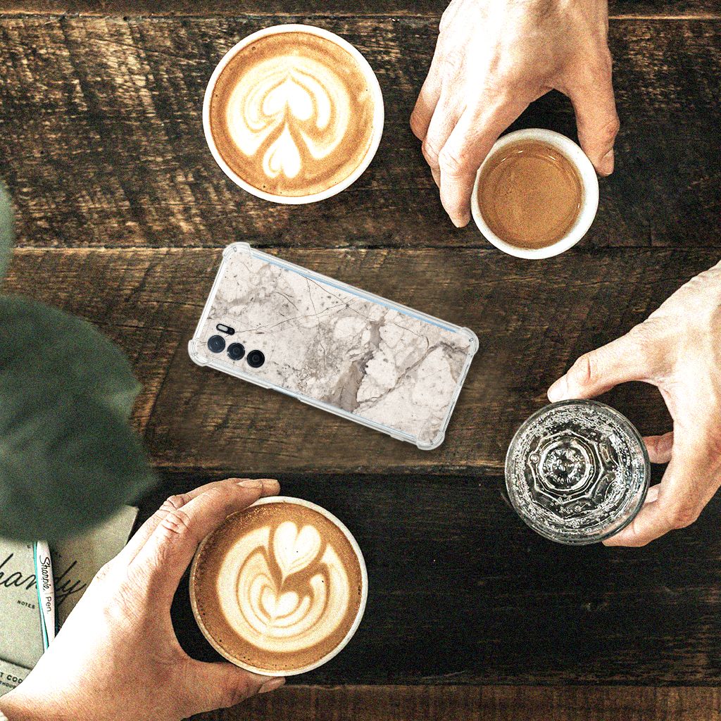 OPPO A16 | A16s | A54s Anti-Shock Hoesje Marmer Beige B2C Telecom