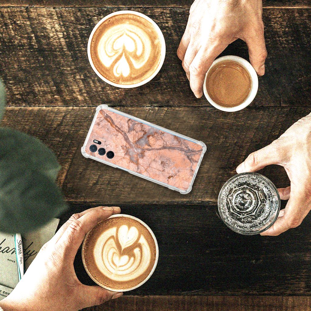 OPPO A16 | A16s | A54s Anti-Shock Hoesje Marmer Oranje B2C Telecom