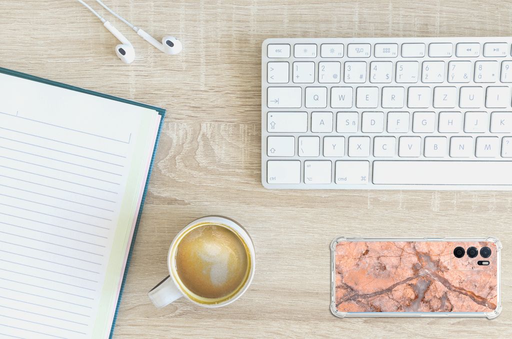 OPPO A16 | A16s | A54s Anti-Shock Hoesje Marmer Oranje B2C Telecom