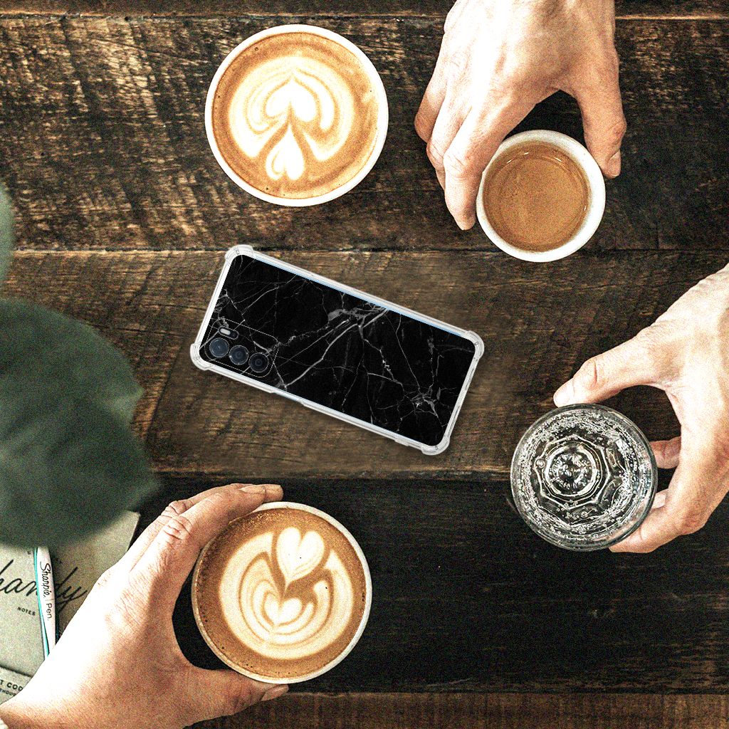 OPPO A16 | A16s | A54s Anti-Shock Hoesje Marmer Zwart - Origineel Cadeau Vader B2C Telecom