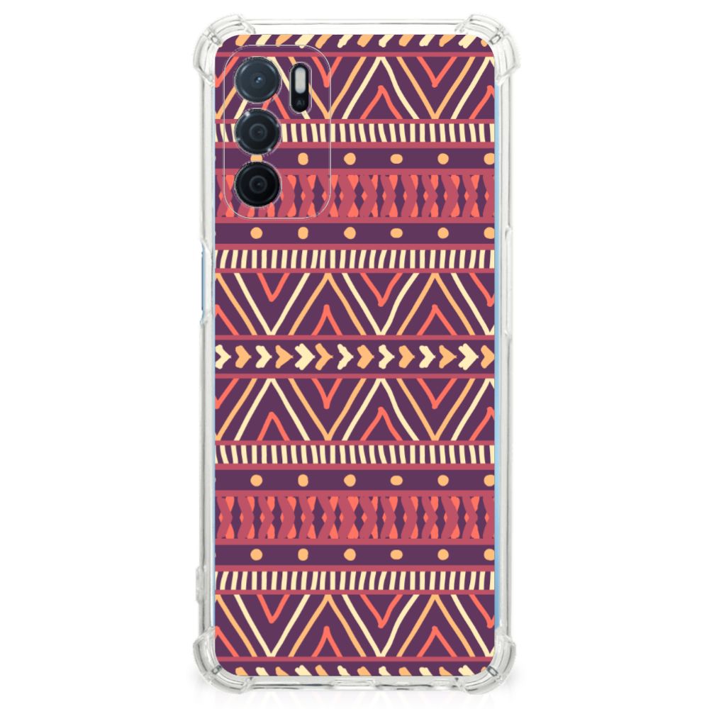 OPPO A16 | A16s | A54s Doorzichtige Silicone Hoesje Aztec Paars B2C Telecom