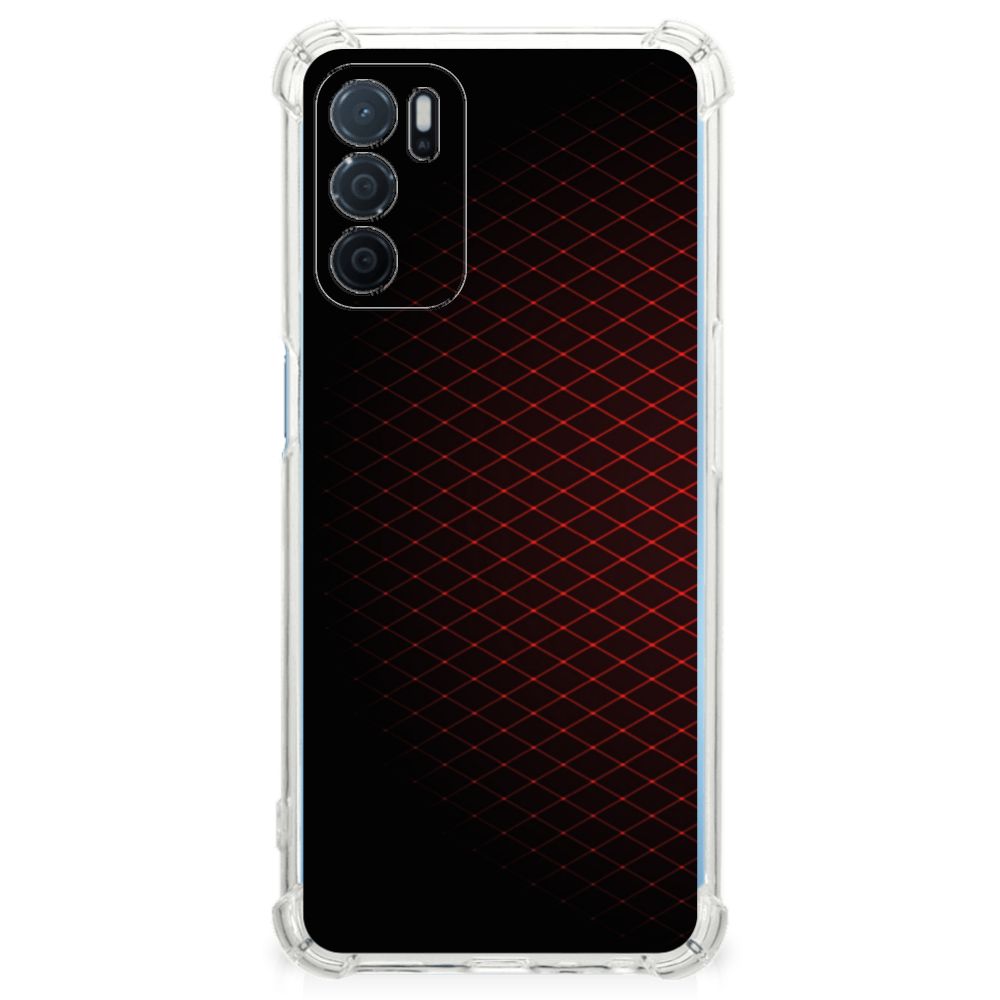 OPPO A16 | A16s | A54s Doorzichtige Silicone Hoesje Geruit Rood B2C Telecom