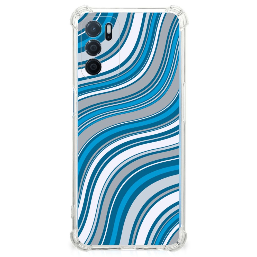 OPPO A16 | A16s | A54s Doorzichtige Silicone Hoesje Waves Blue B2C Telecom