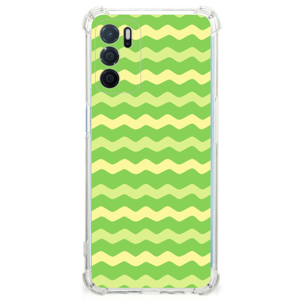 OPPO A16 | A16s | A54s Doorzichtige Silicone Hoesje Waves Green B2C Telecom