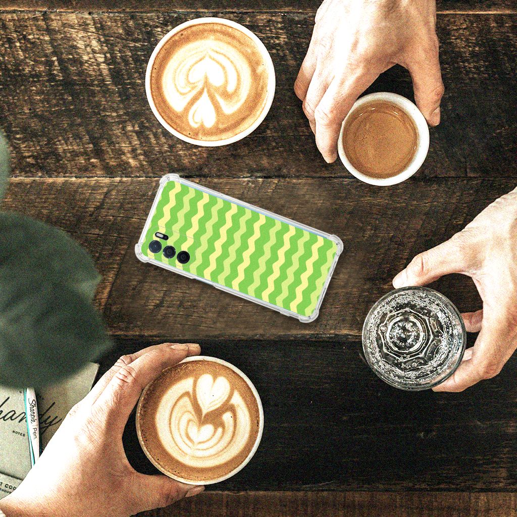 OPPO A16 | A16s | A54s Doorzichtige Silicone Hoesje Waves Green B2C Telecom