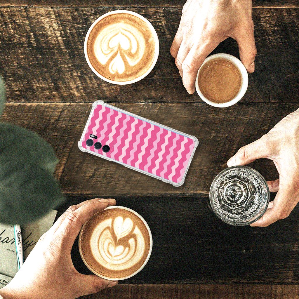 OPPO A16 | A16s | A54s Doorzichtige Silicone Hoesje Waves Pink B2C Telecom