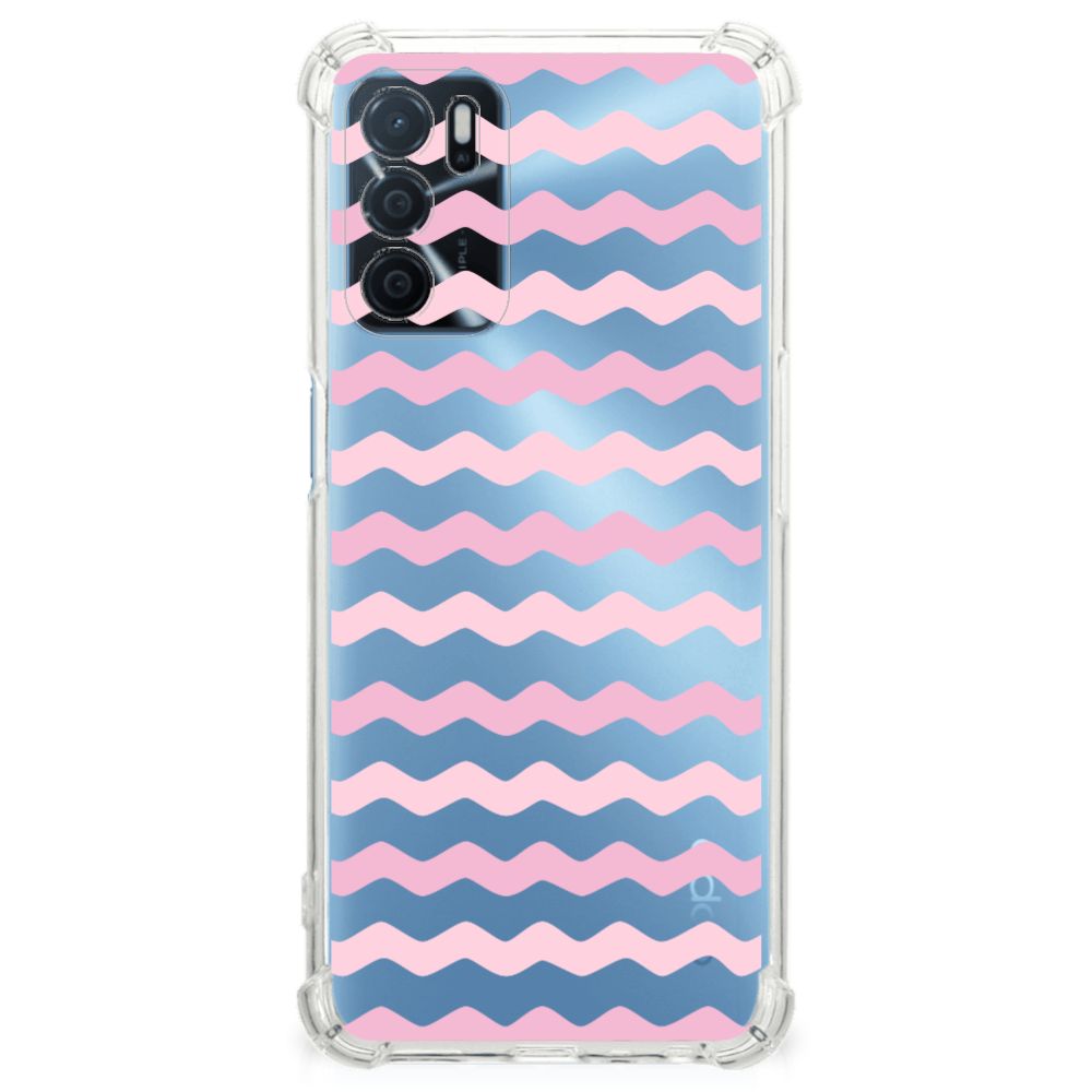 OPPO A16 | A16s | A54s Doorzichtige Silicone Hoesje Waves Roze B2C Telecom