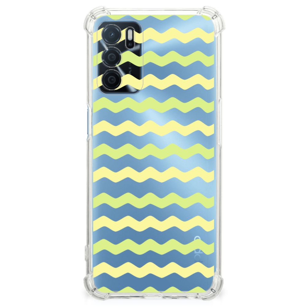 OPPO A16 | A16s | A54s Doorzichtige Silicone Hoesje Waves Yellow B2C Telecom
