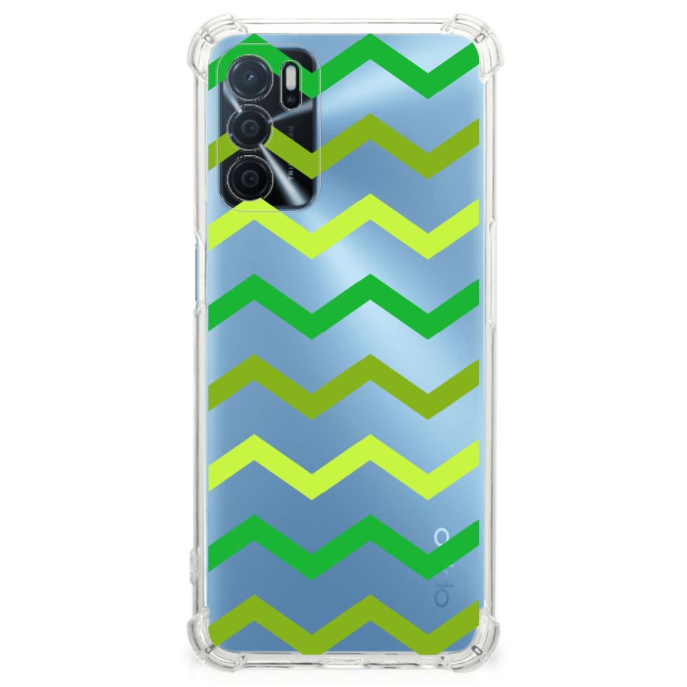 OPPO A16 | A16s | A54s Doorzichtige Silicone Hoesje Zigzag Groen B2C Telecom