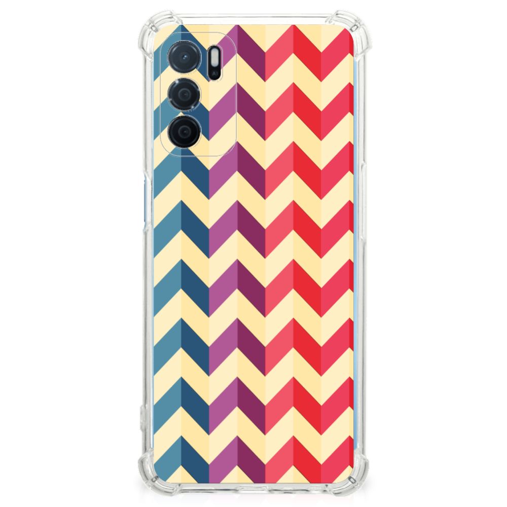 OPPO A16 | A16s | A54s Doorzichtige Silicone Hoesje Zigzag Multi Color B2C Telecom