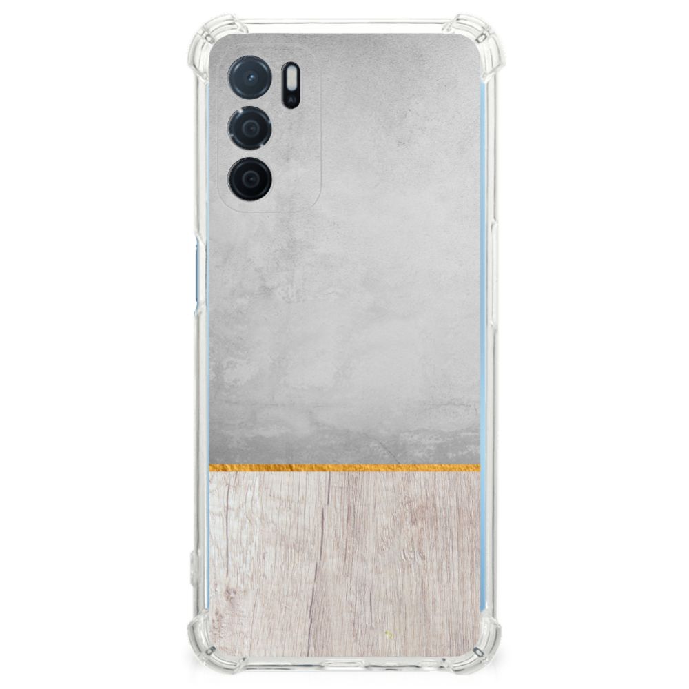 OPPO A16 | A16s | A54s Stevig Telefoonhoesje Wood Concrete B2C Telecom