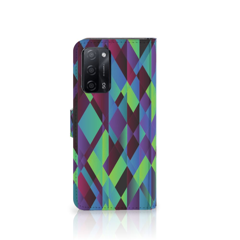 OPPO A16/A16s/A54s Book Case Abstract Green Blue