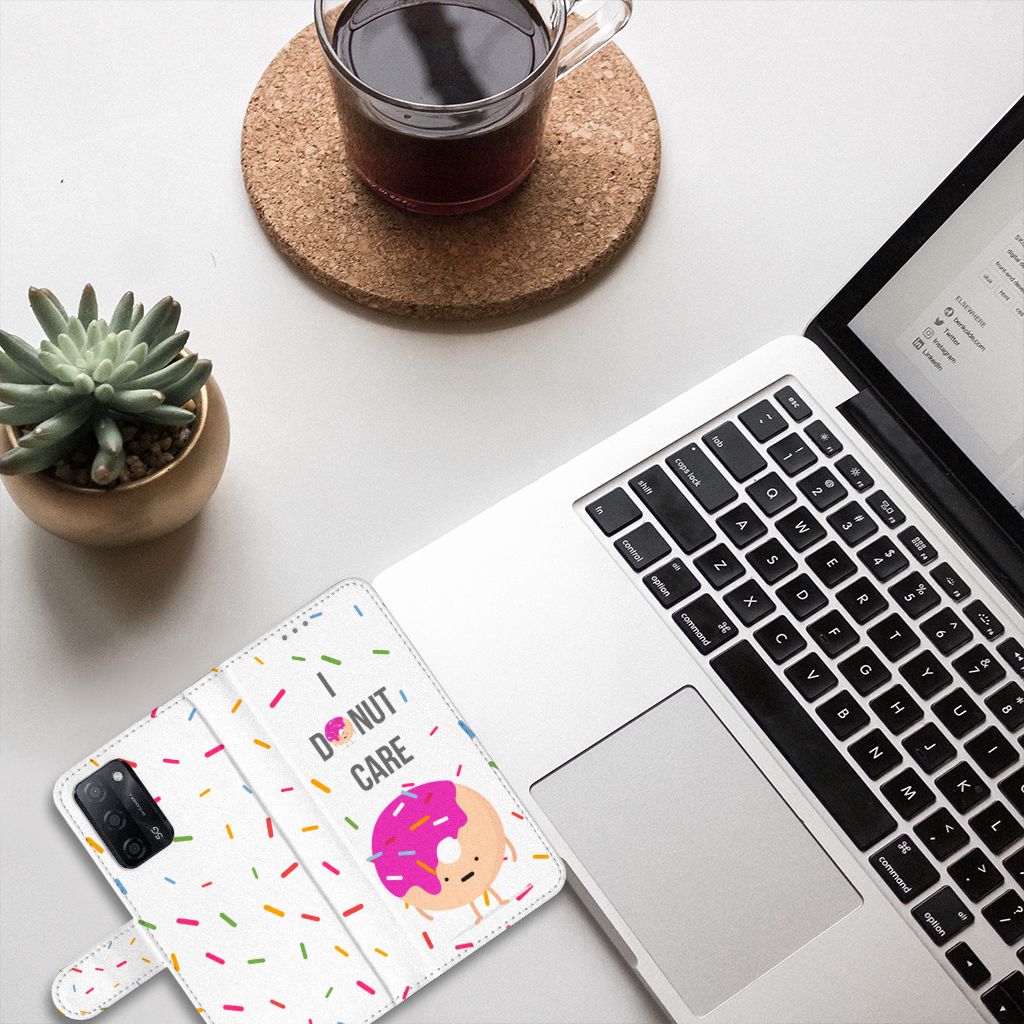 OPPO A16/A16s/A54s Book Cover Donut Roze