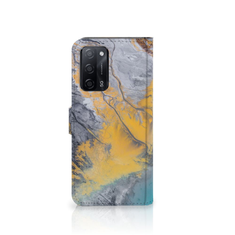 OPPO A16/A16s/A54s Bookcase Marble Blue Gold