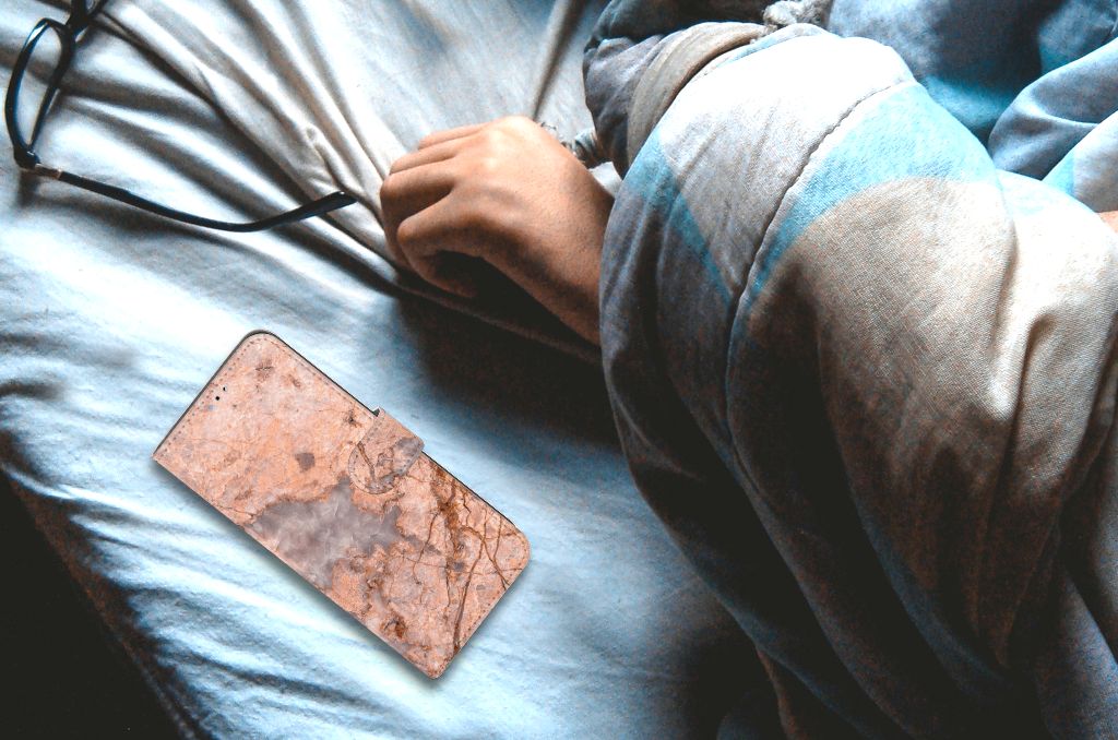 OPPO A16/A16s/A54s Bookcase Marmer Oranje