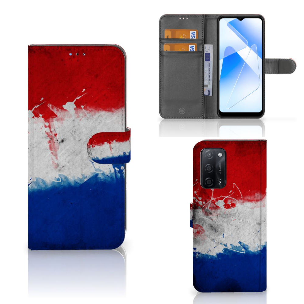 OPPO A16/A16s/A54s Bookstyle Case Nederland met ontwerp van de Nederlandse vlag.