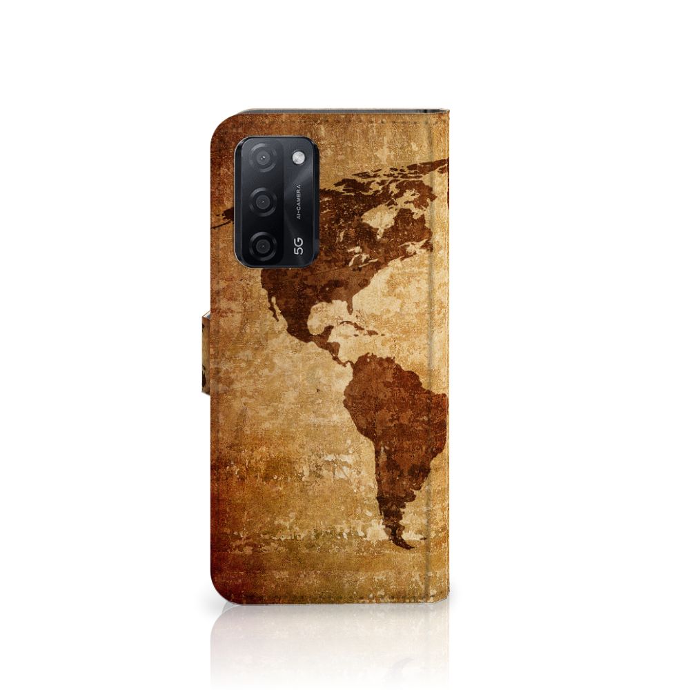 OPPO A16/A16s/A54s Flip Cover Wereldkaart