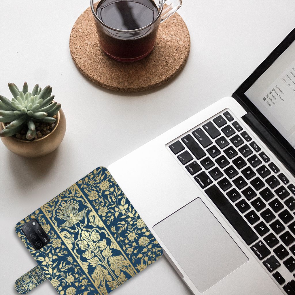 OPPO A16/A16s/A54s Hoesje Beige Flowers