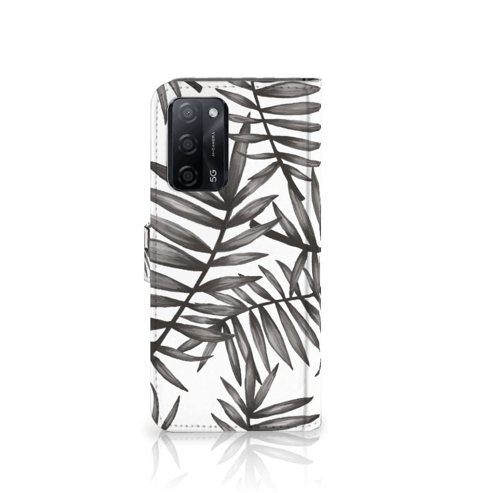 OPPO A16/A16s/A54s Hoesje Leaves Grey