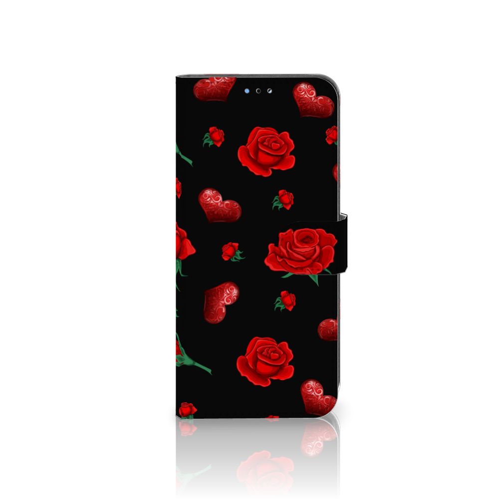OPPO A16/A16s/A54s Leuk Hoesje Valentine boekhoes rozen hartjes aanzicht
